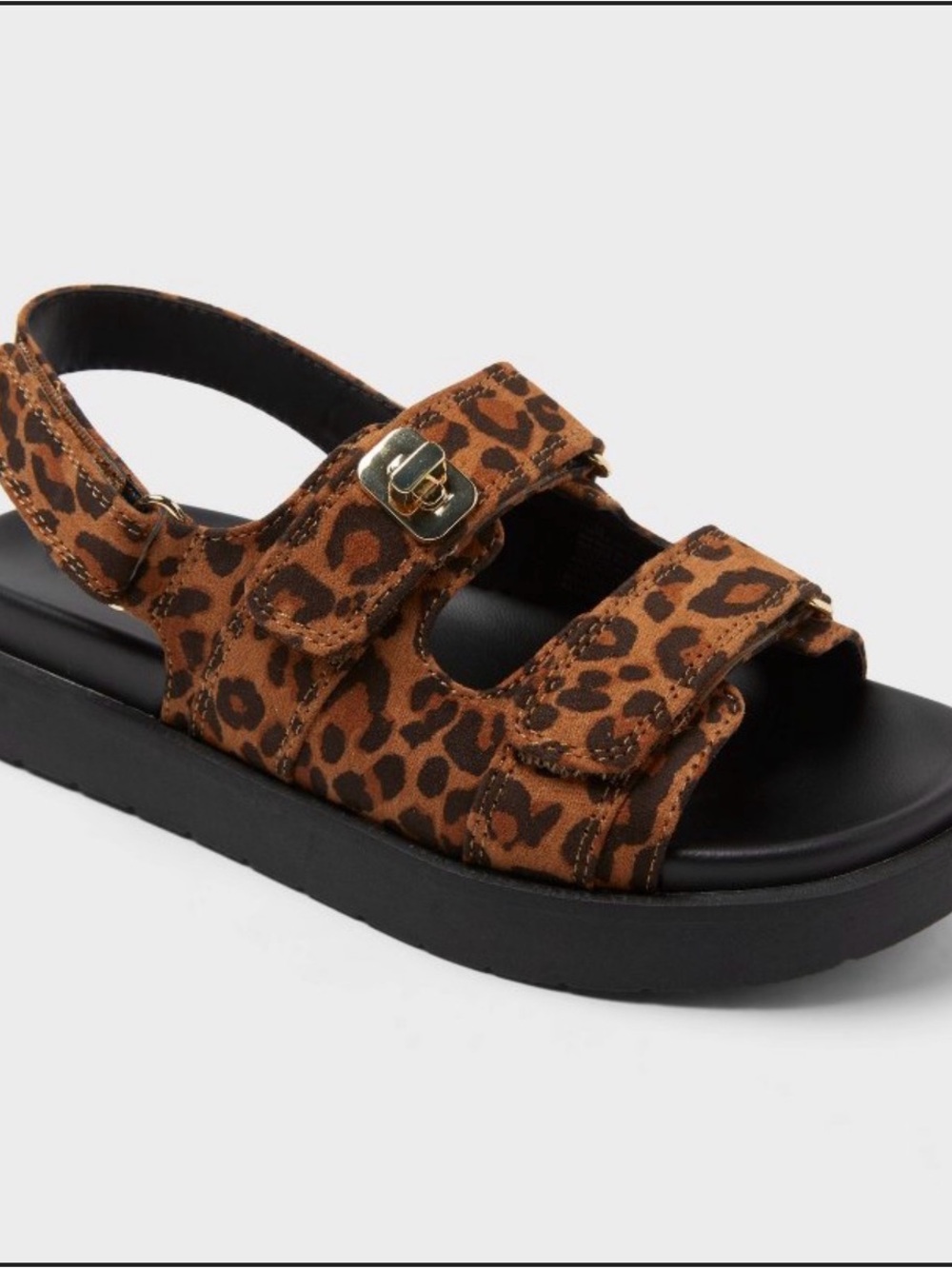 art class Leopard Print Brown Kids Sandals with Adjustable Straps